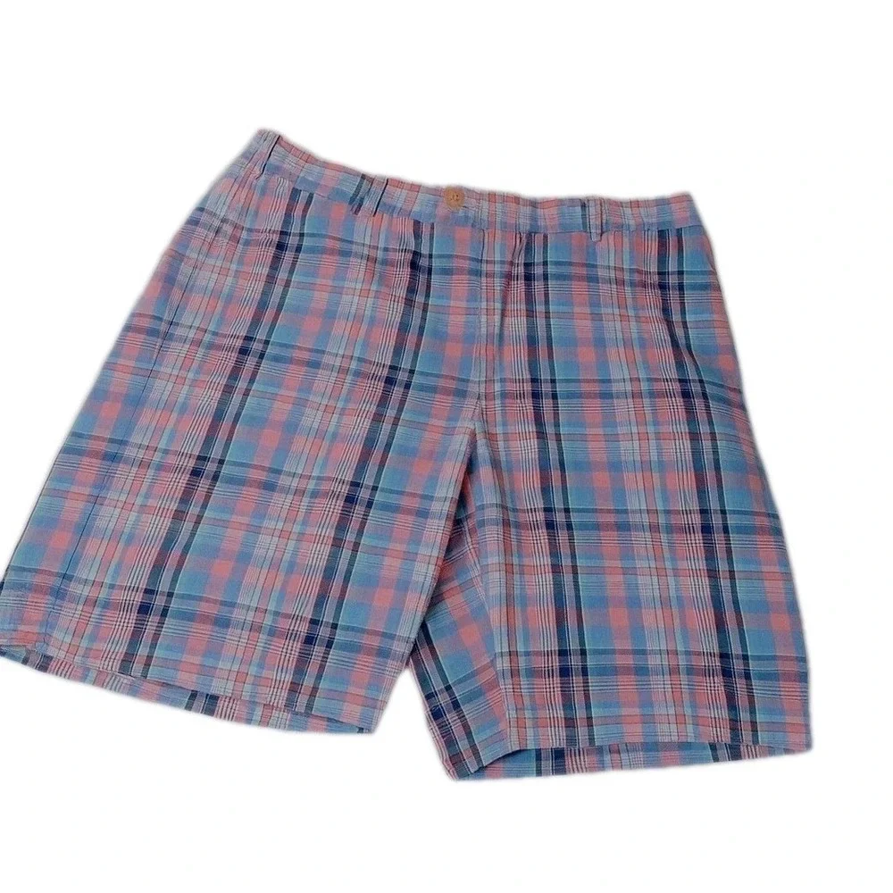 Peter Millar SEASIDE Golf Shorts Chinos Mens 36 Multicolor Royale Plaid EUC‎